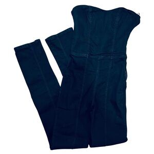 Zara Black Denim Tube Top Jumpsuit